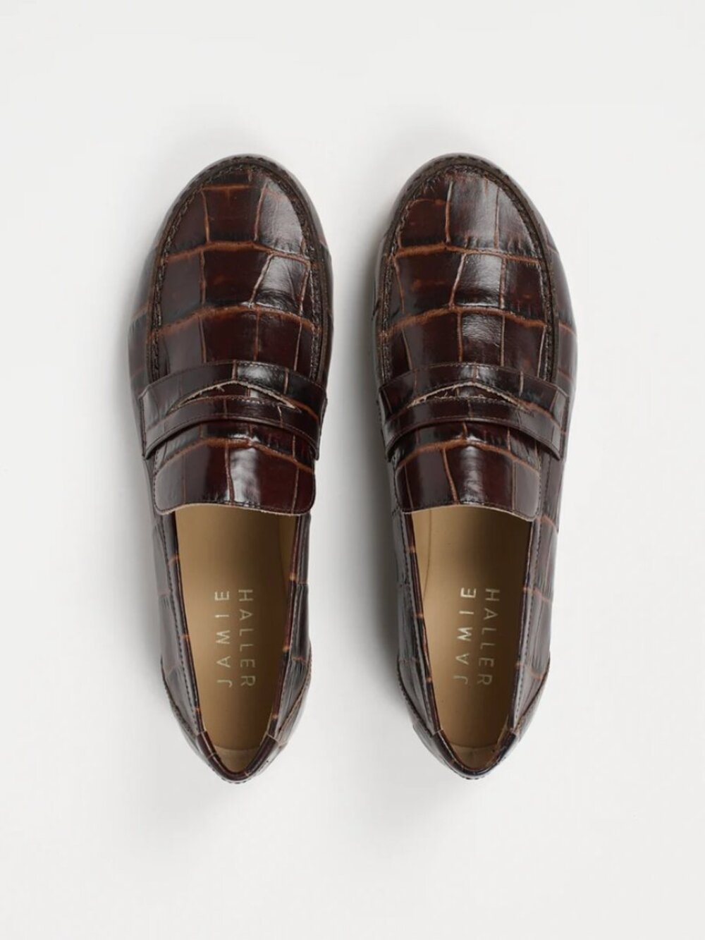 Jamie Haller The Penny Loafer in Oxblood Croc